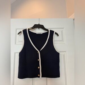 Abercrombie & Fitch Navy V-Neck Sweater Vest with White Trim
